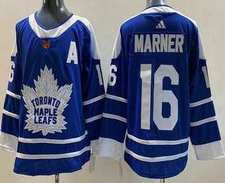 Men%27s Toronto Maple Leafs #16 Mitch Marner Blue 2022 Reverse Retro Authentic Jersey->tampa bay lightning->NHL Jersey
